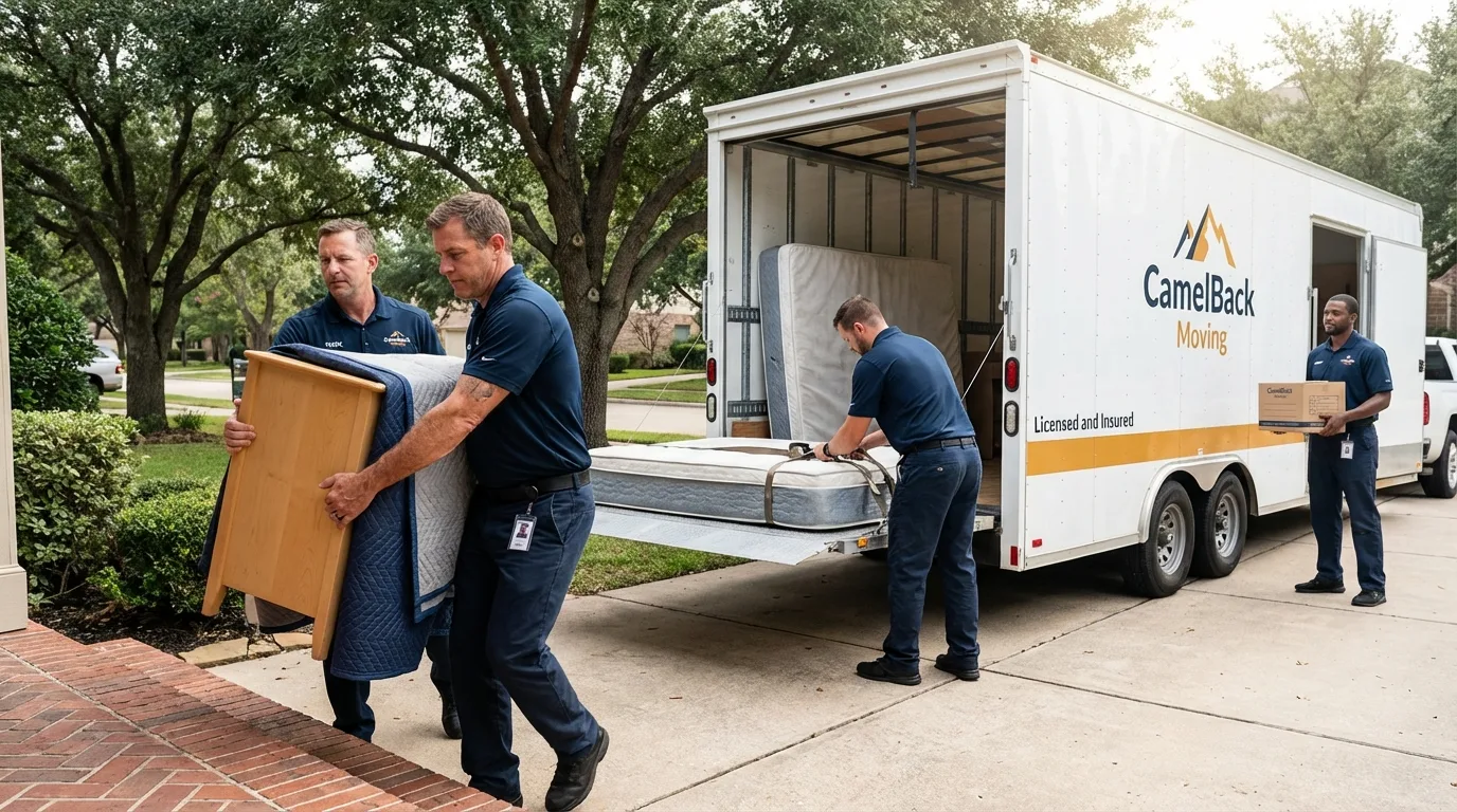Crew loading residential truck for cross-state move from Cornwall, PA