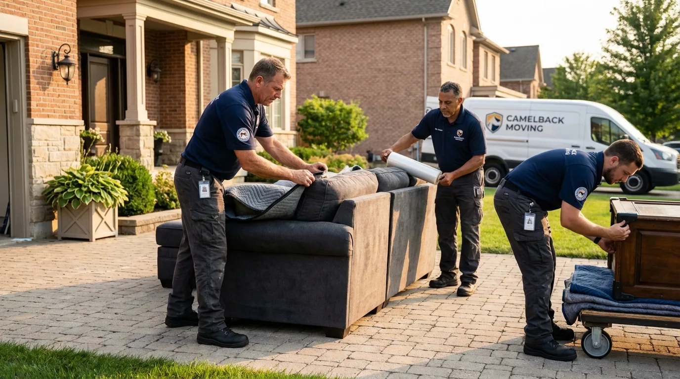 Large estate moving crew wrapping furniture in Cornwall, PA